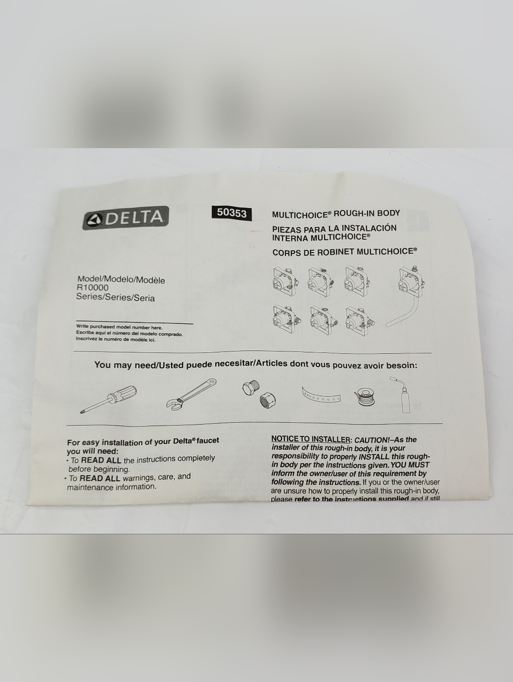 Delta R10000-UNBX MultiChoice Shower Rough-In Kit 1/2" Universal Inlets/Outlets - Picture 5 of 9